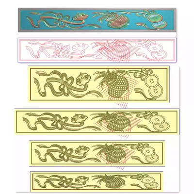 精雕图jdp灰度bmp浮雕图如意花篮铜钱沙发围板长抽斗短横板4个