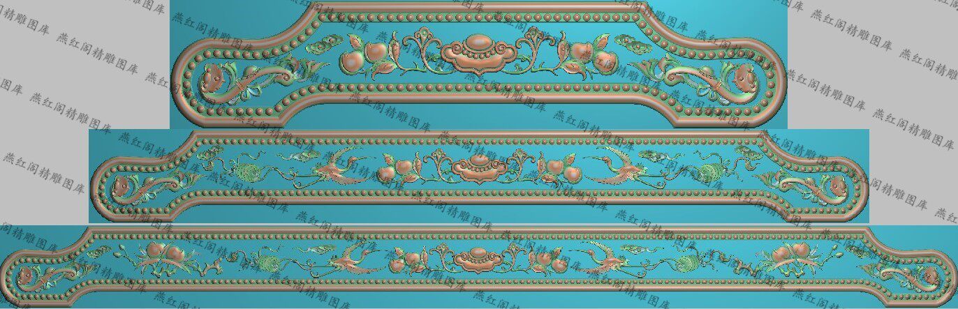 精雕图灰度图浮雕图精品仙鹤吊铜钱寿桃如意沙发床椅靠头脑3个深5