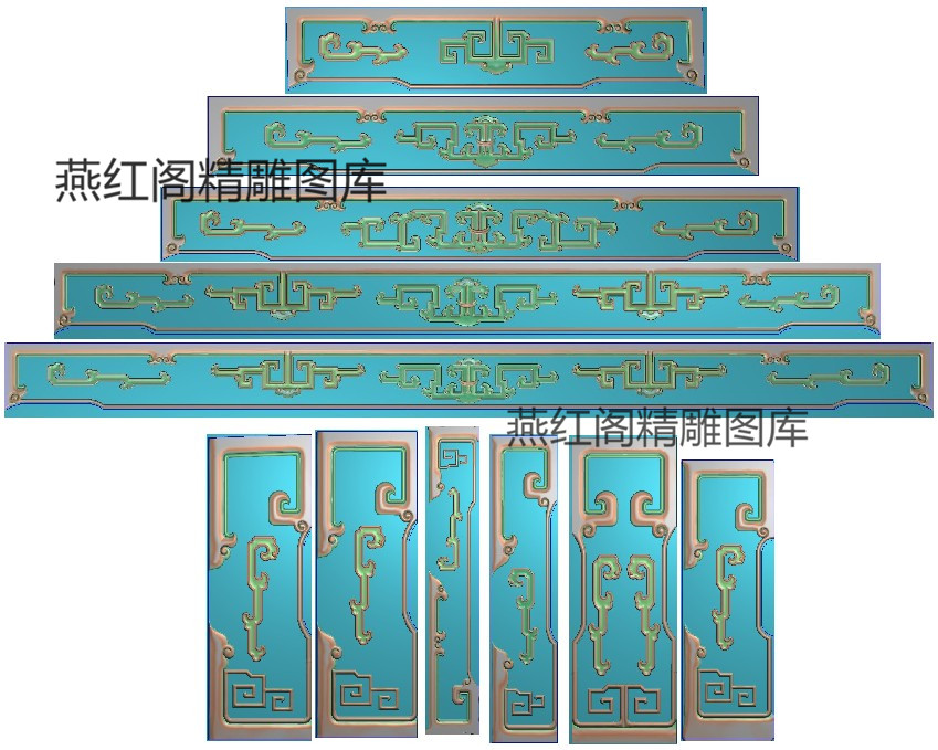 新款精雕图简单博古线条裙板脚灰度图浮雕精品大如意沙发下架套图