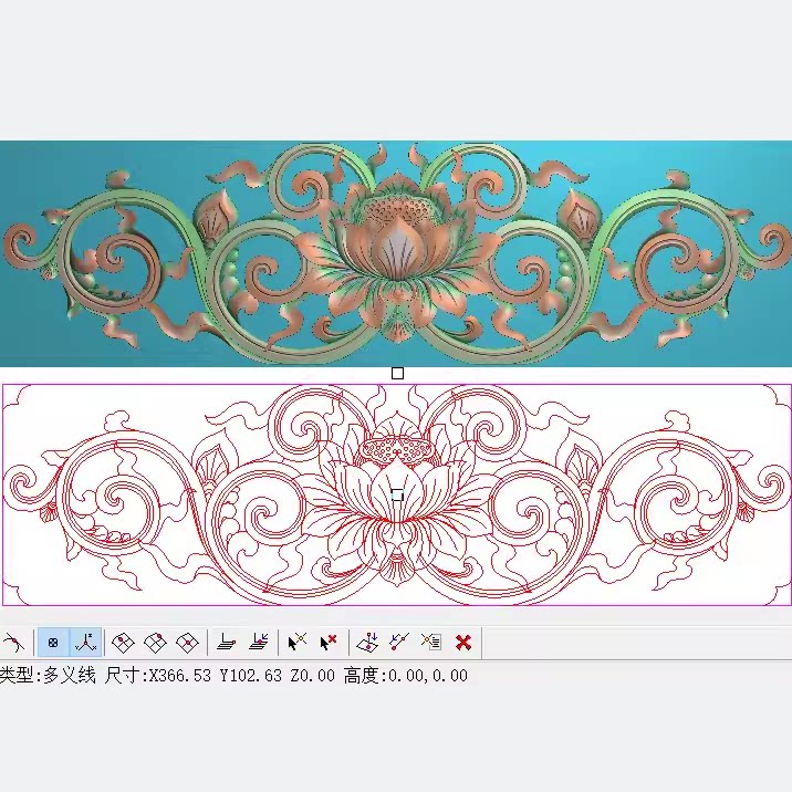 精雕图jdp莲花香草卷花抽斗围板横花板藏式浮雕灰度bmp图木雕石雕
