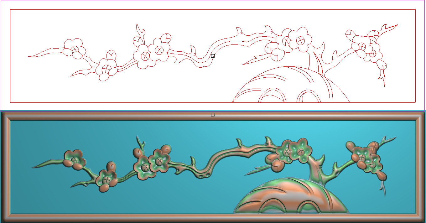 精雕图灰度图浮雕图电脑雕刻图精品梅花围板小横板侧板挡板312x82