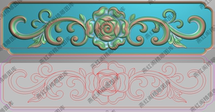 精雕图月季牡丹横板灰度图浮雕图精品玫瑰洋花抽斗围板挡板276x70