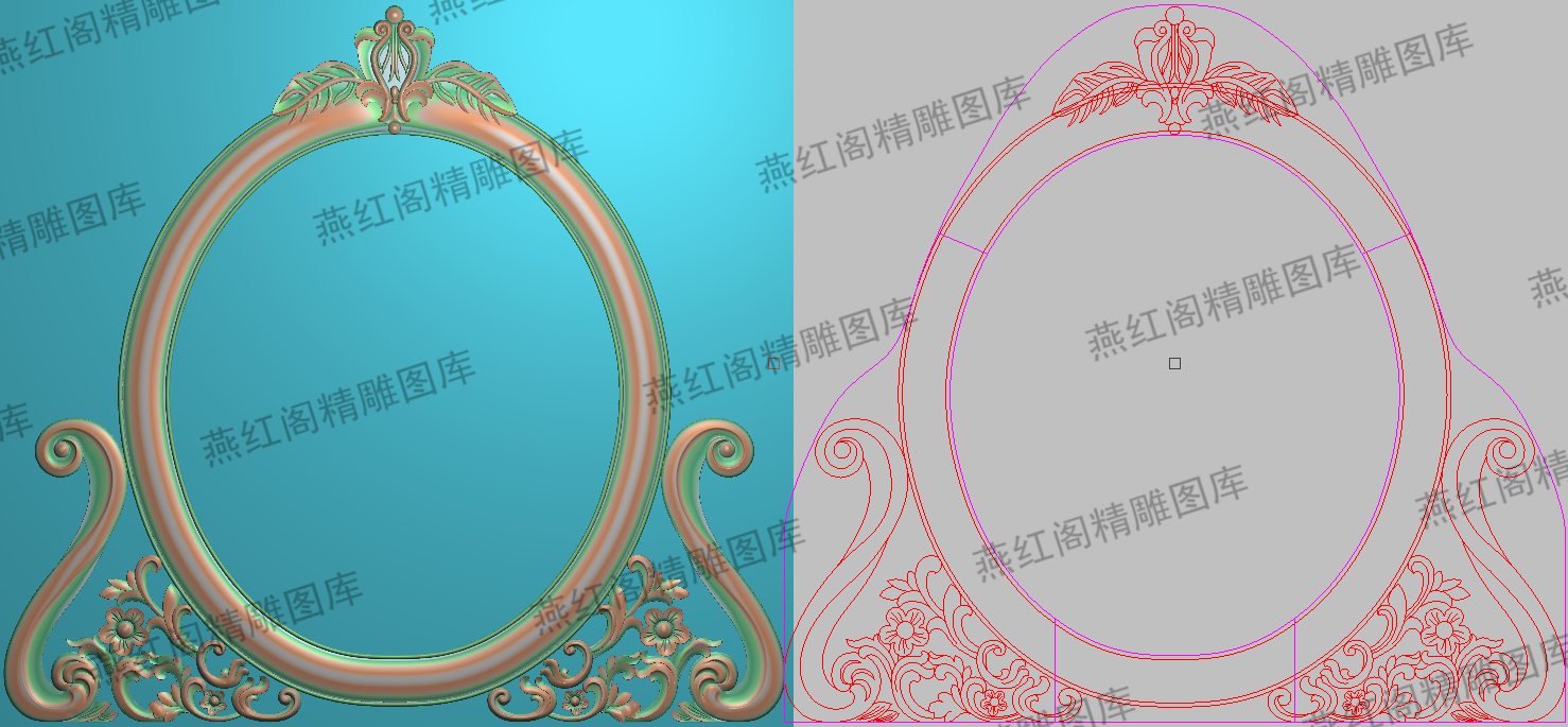 新款洋花镜框精雕图jdp灰度图设计素材/源文件