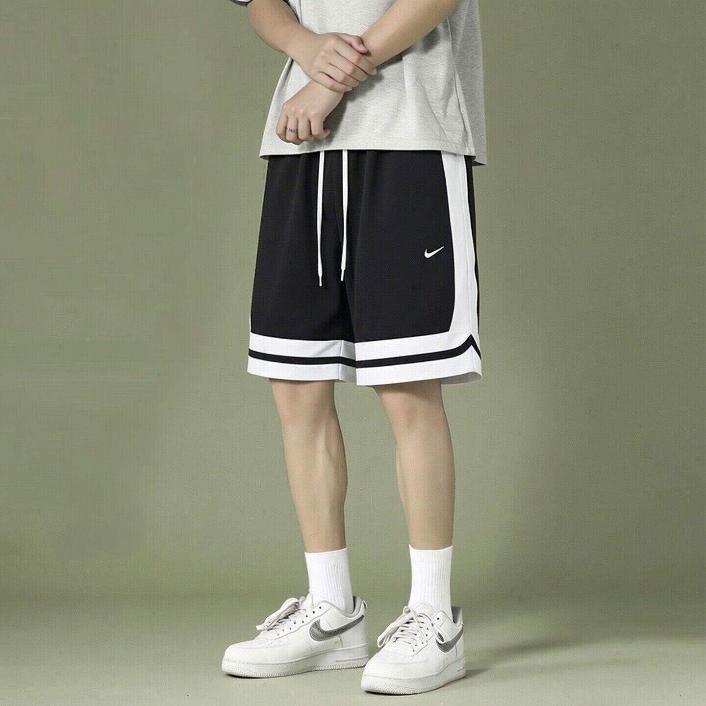 Nike耐克条纹裤子冰丝速干短裤男子篮球五分裤正品跑步透气运动裤
