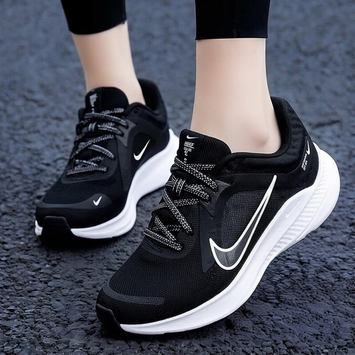 NIKE QUEST 5跑步鞋正品耐克鞋子黑色运动鞋厚底女鞋透气休闲网鞋