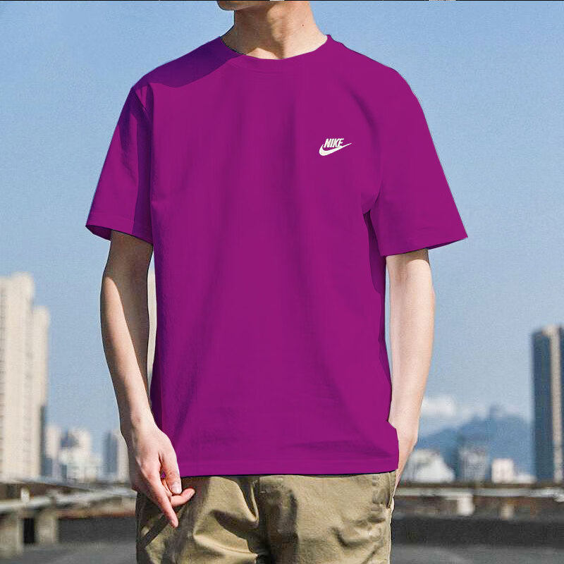 Nike耐克紫色T恤男女宽松休闲训练透气多巴胺色系情侣款运动短袖