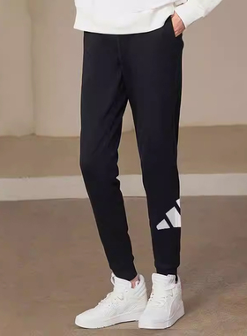 阿迪达斯加绒裤子女正品秋冬新款保暖修身小脚裤女运动裤HI1202