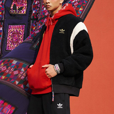 Adidas/阿迪达斯正品双面穿飞行员男女羊羔绒运动外套IX4215
