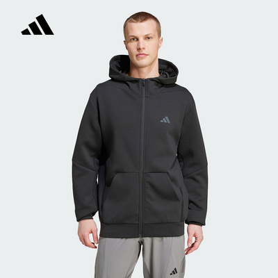 阿迪达斯正品秋季新款男子针织连帽夹克外套卫衣运动休闲 IY1131