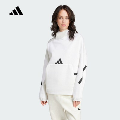 阿迪达斯正品秋季新款女子运动休闲连帽卫衣宽松透气舒适 JI7553