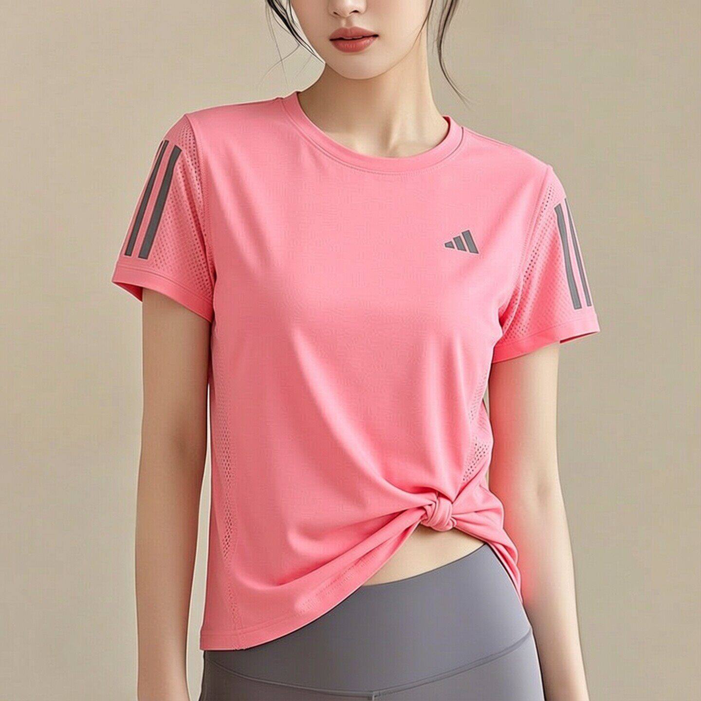 阿迪达斯速干短袖T恤女装夏季正品粉色运动透气跑步训练健身上衣