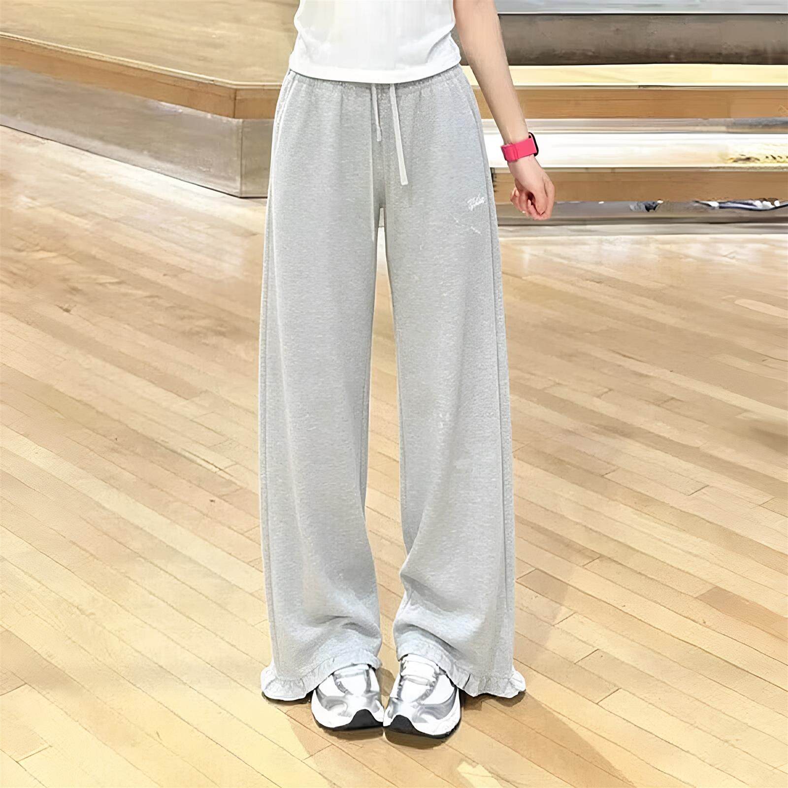 Nike耐克新款女子灰色宽松阔腿运动长裤高腰显瘦休闲裤潮流时尚