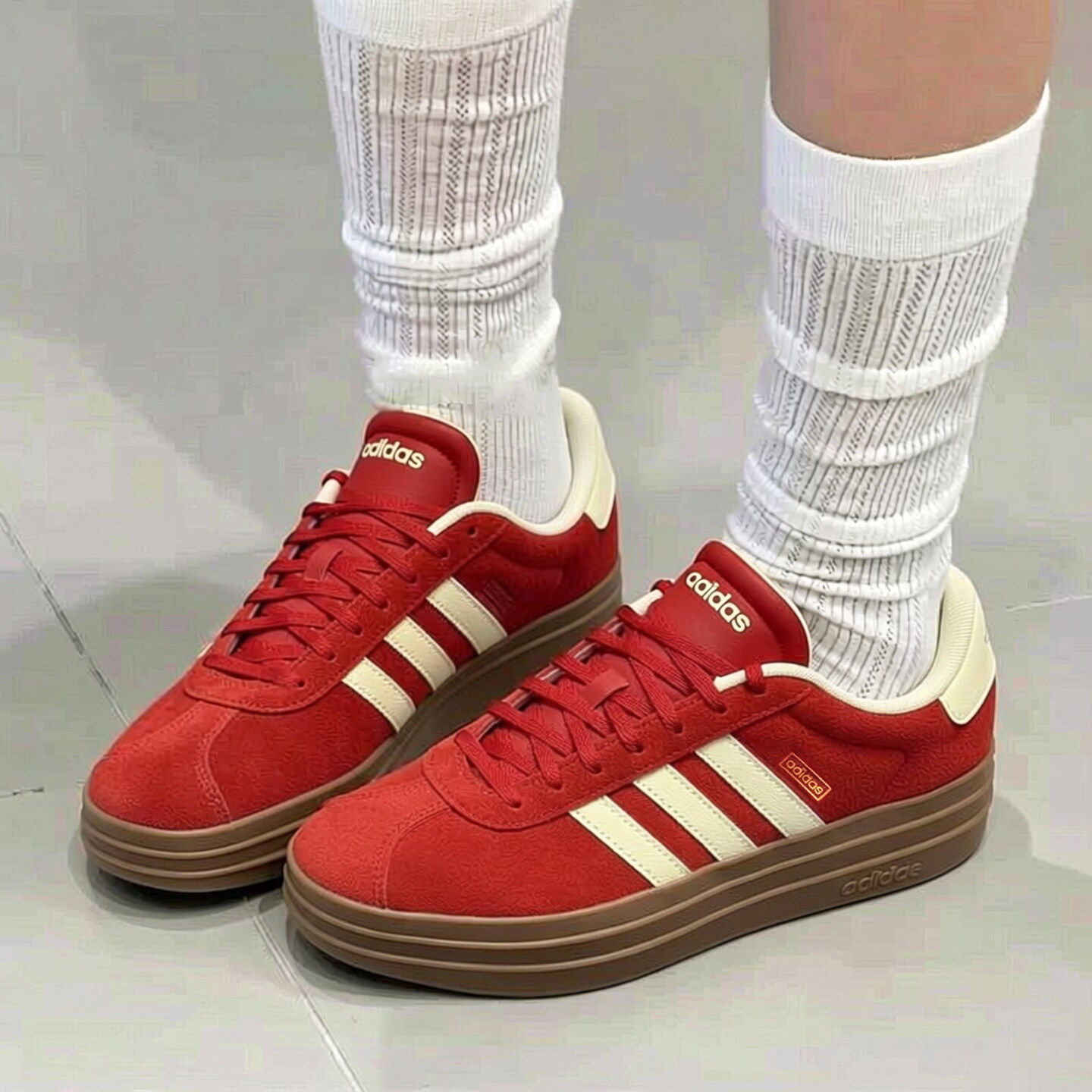 adidas正品阿迪达斯红色板鞋女新款复古厚底增高休闲鞋复古德训鞋