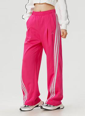 26春夏新款adidas阿迪达斯三条纹女子长直筒运动裤KS0035/KS0036