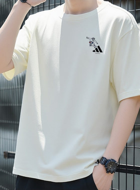 AdidasT恤男夏季新款宽松大尺码美式篮球半袖简约纯色短袖KC2870
