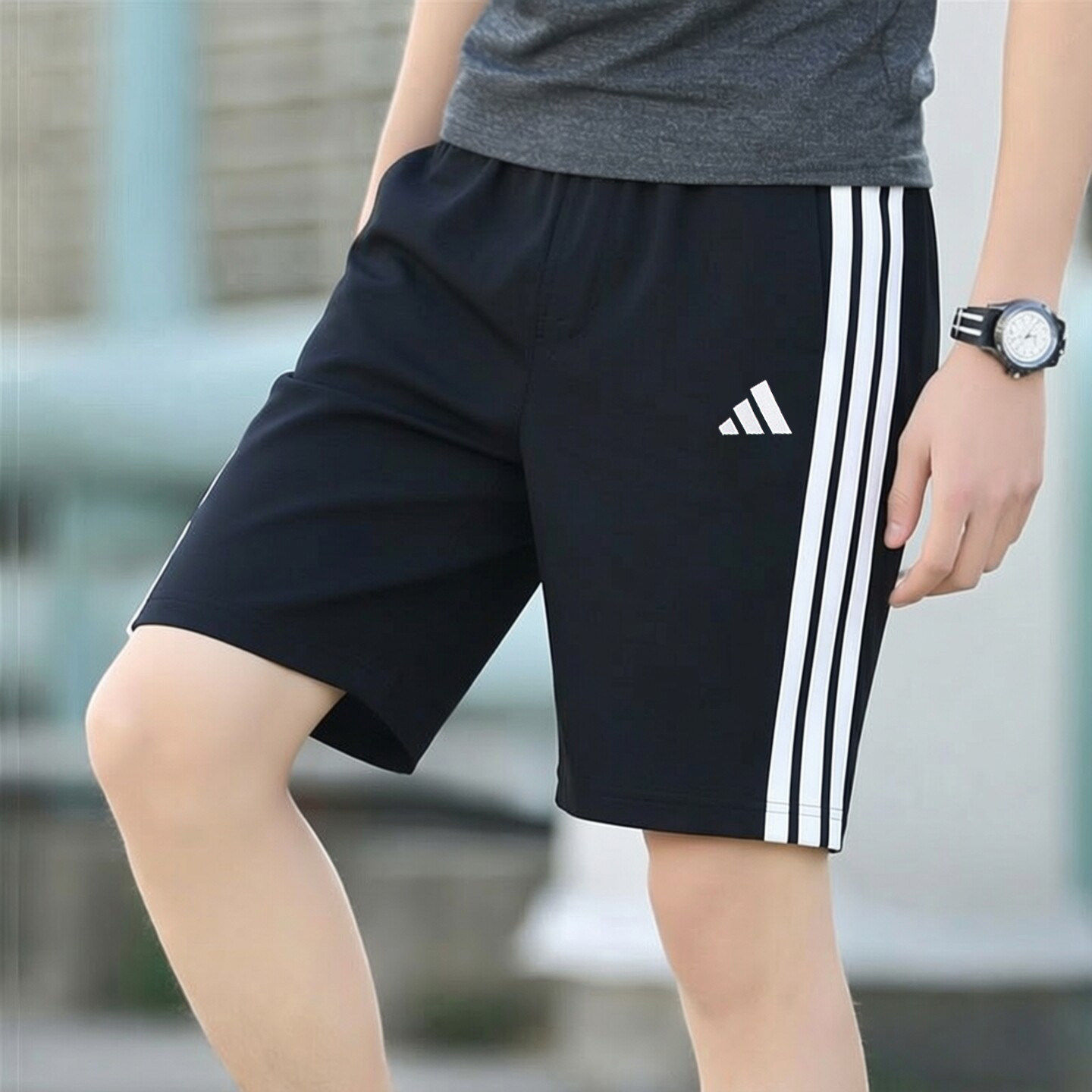 阿迪达斯针织短裤男夏季
