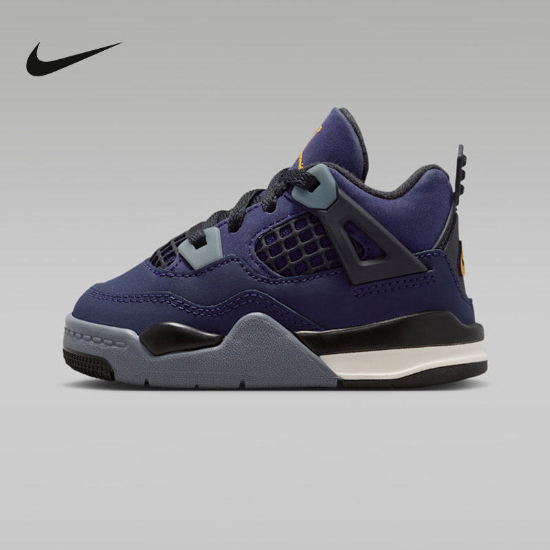 耐克男女童鞋Air jordan 4 AJ4幼童复刻中帮复古篮球鞋IB4387-500