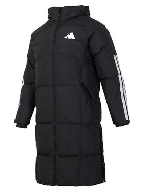 阿迪达斯长款羽绒服男ONG DOWN JKT户外运动训练连帽外套JG3840