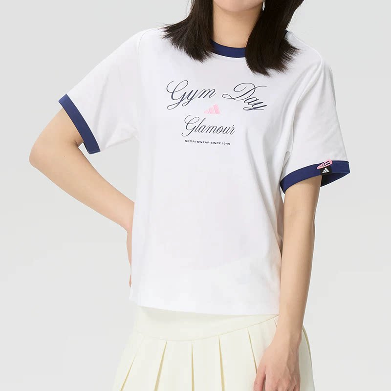 正品阿迪达斯女装运动半袖透气显瘦上衣休闲短袖T恤KB7197 KB7196