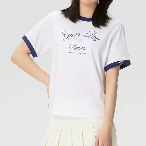 正品阿迪达斯女装运动半袖透气显瘦上衣休闲短袖T恤KB7197 KB7196