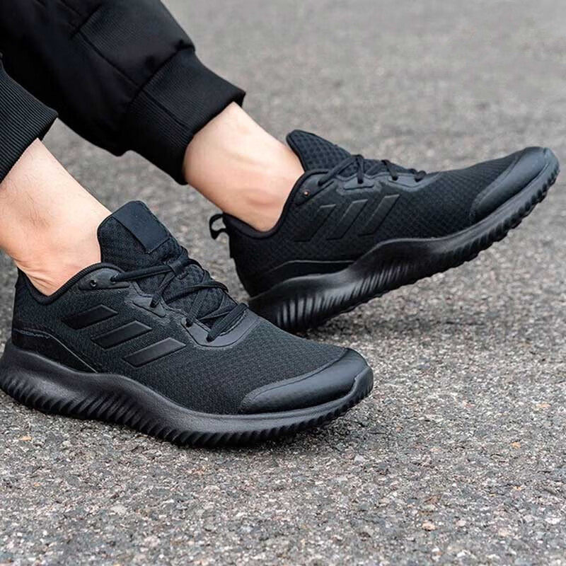 阿迪达斯黑色男鞋adidas秋季新款缓震运动鞋休闲网面透气跑步鞋子