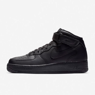 NIKE耐克男鞋AIRFORCE1空军一号经典黑色高帮板鞋女CW2289-001