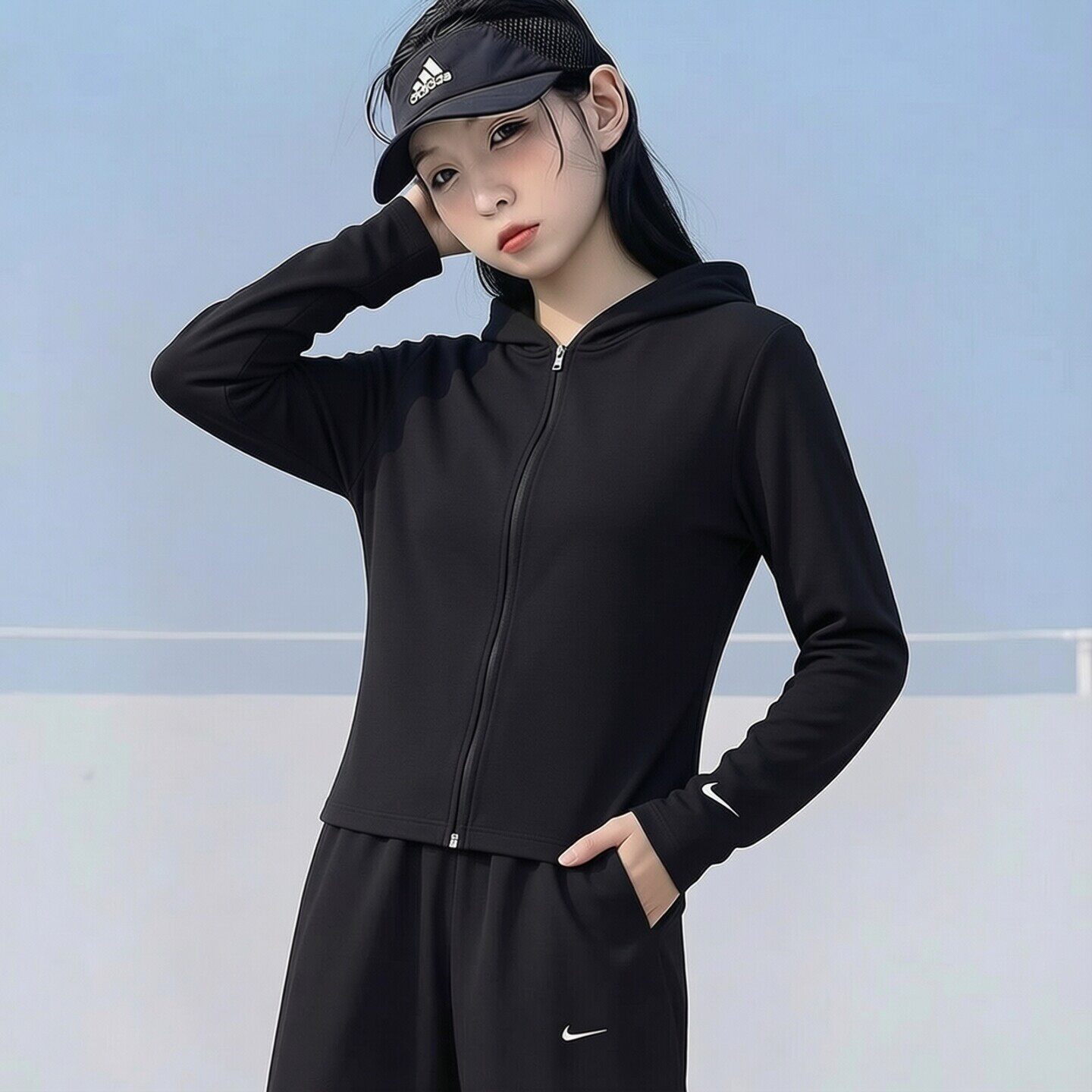Nike耐克薄款修身外套女子针织连帽夹克新款跑步运动服透气棉上衣