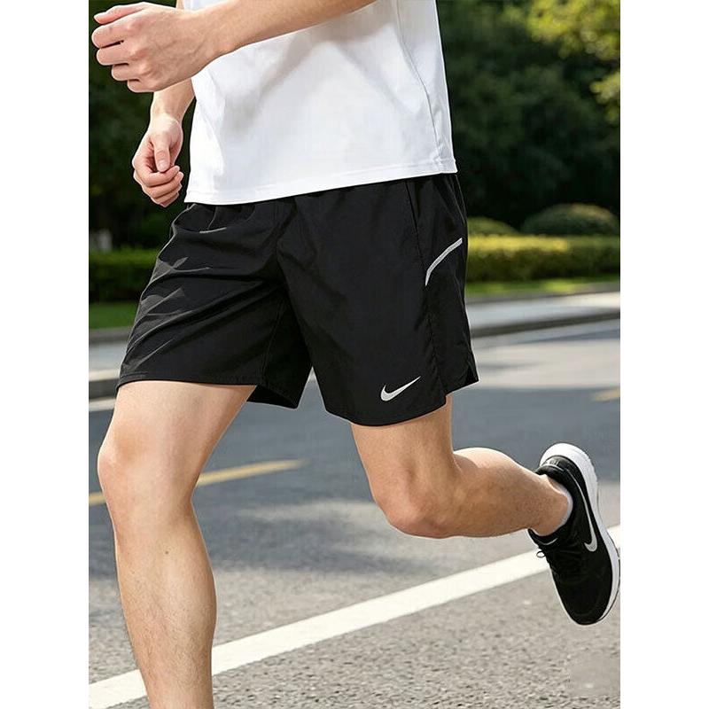 NIKE耐克跑步裤子正品冰丝五分裤男子内衬短裤薄款透气黑色运动裤