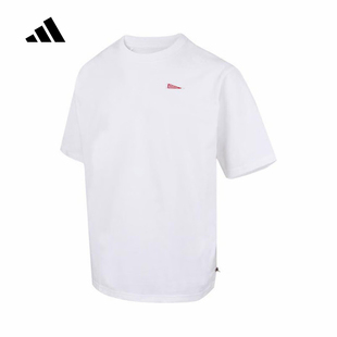 adidas阿迪达斯2025秋男短袖T恤运动休闲上衣刺绣印花宽松JZ7442