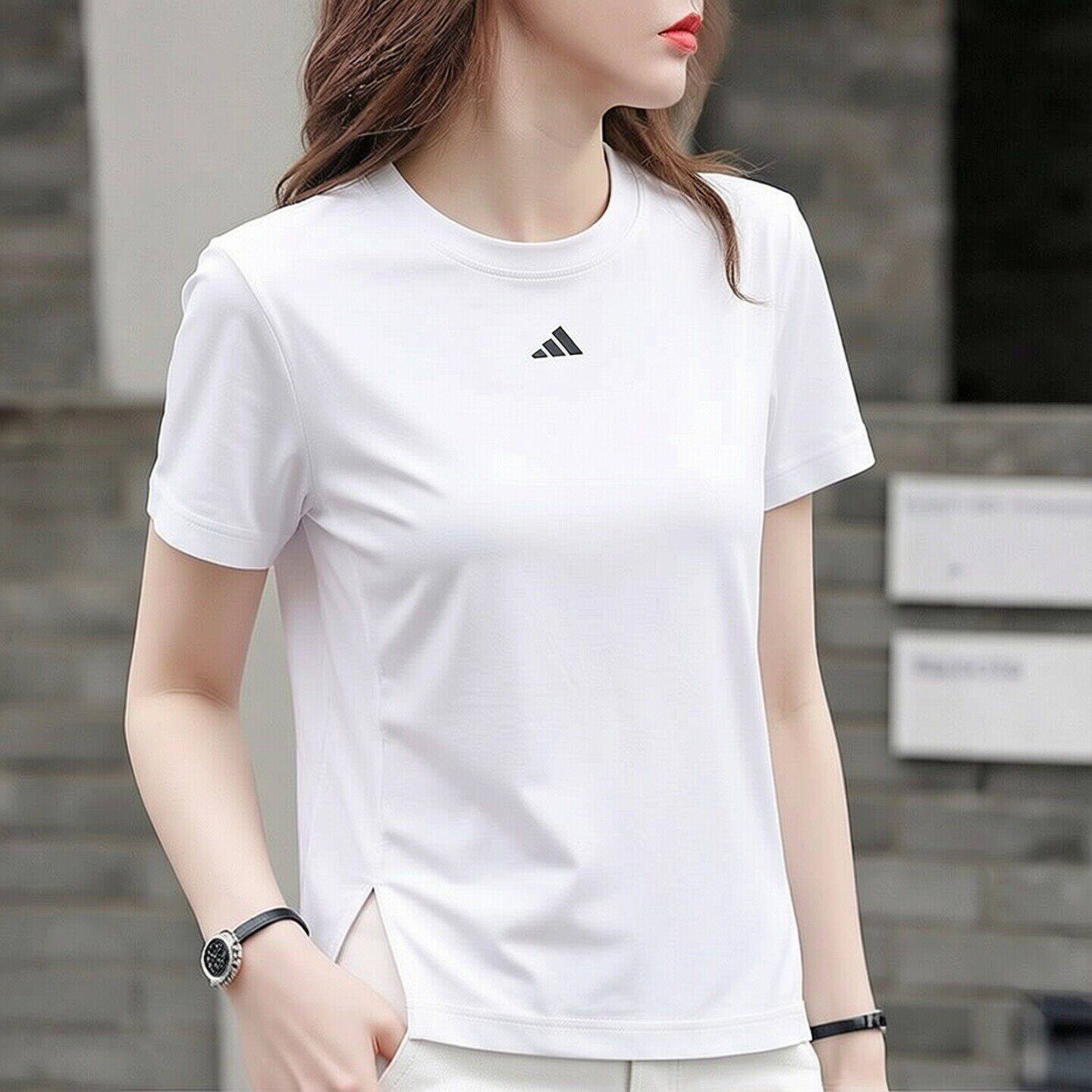 阿迪达斯纯色短袖女夏季