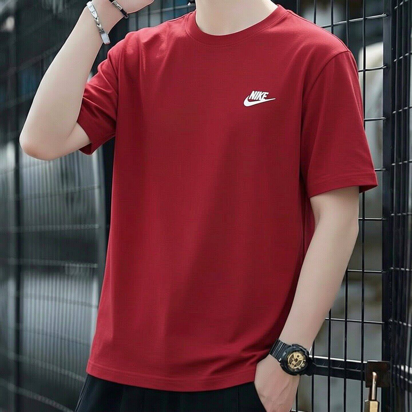 红色短袖Nike耐克2026年正品男子T恤正品运动服宽松圆领休闲半袖
