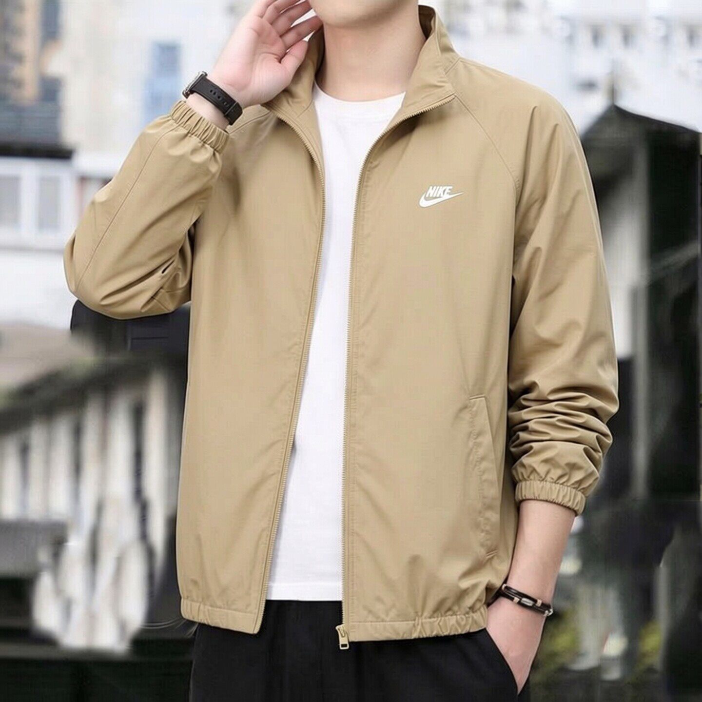 Nike耐克外套男装新款男士运动服休闲立领夹克户外防风开衫上衣