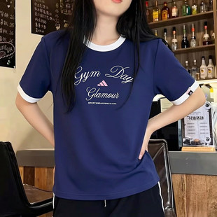 阿迪达斯纯棉短袖女夏季新款休闲T恤百搭圆领复古韩版校园运动服