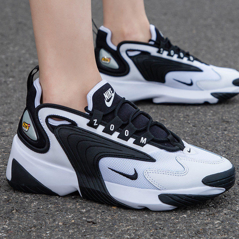 NIKE耐克Zoom 2K黑白熊猫鞋厚底气垫缓震复古老爹鞋女运动休闲鞋