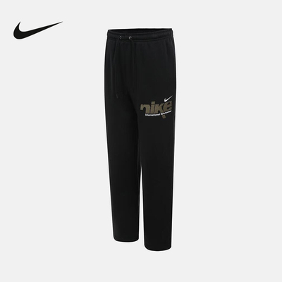 NIKE耐克运动长裤男裤子2025秋冬加绒直筒卫裤黑白 IM8324-010