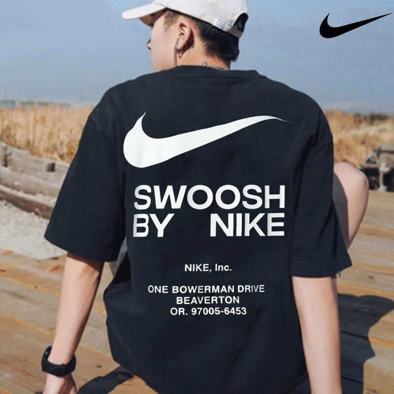Nike耐克正品正品大勾印花短袖男宽松运动T恤透气休闲半袖DZ2882