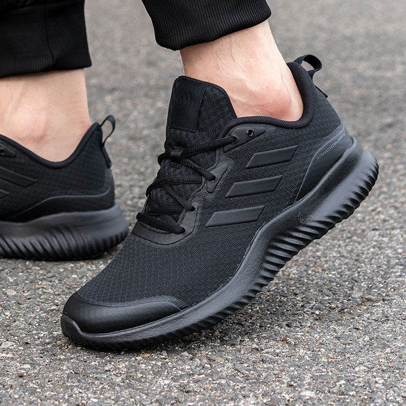阿迪达斯黑色男鞋adidas秋季正品缓震运动鞋休闲网面透气跑步鞋子