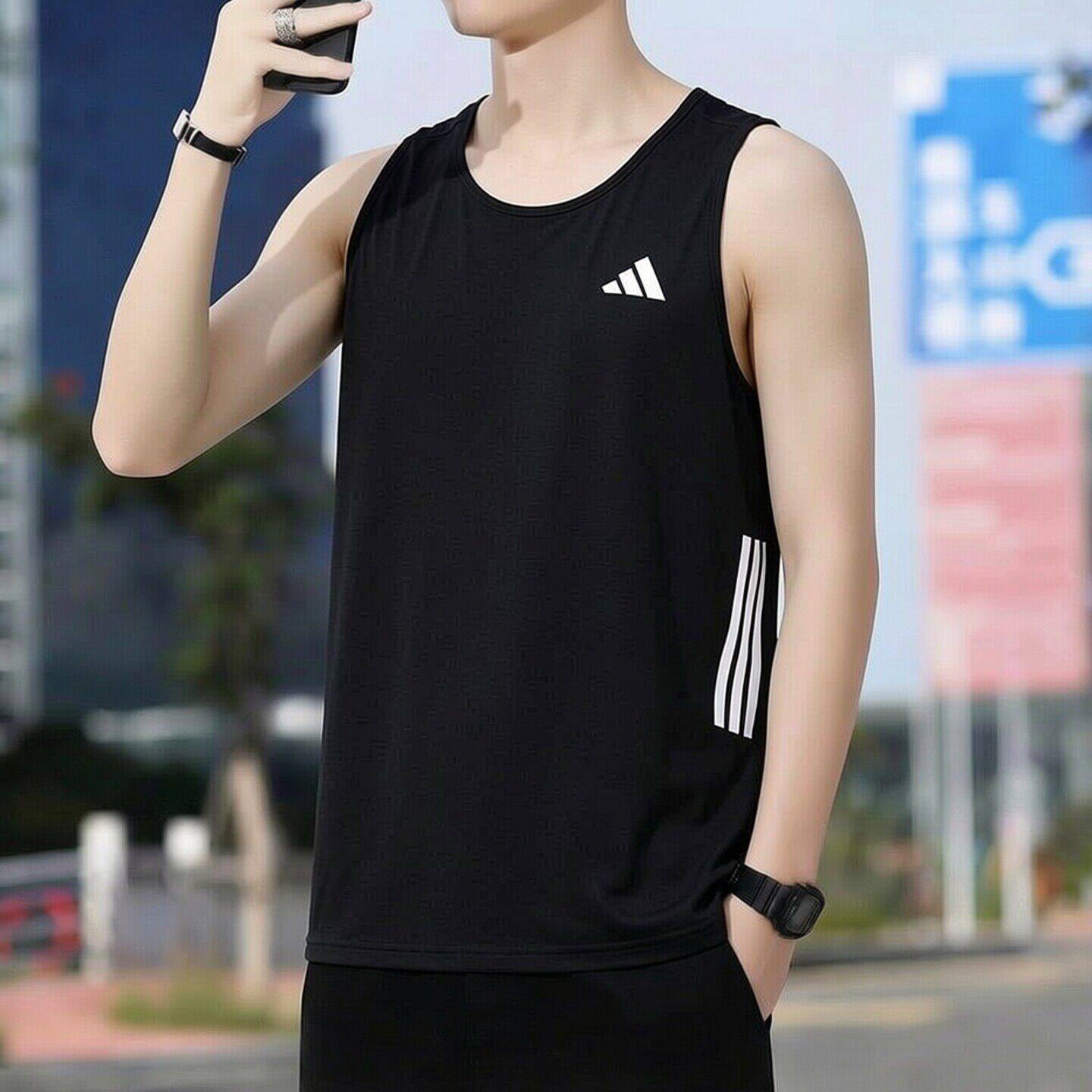 阿迪达斯夏季薄款速干透气背心男运动健身无袖坎肩修身纯色上衣