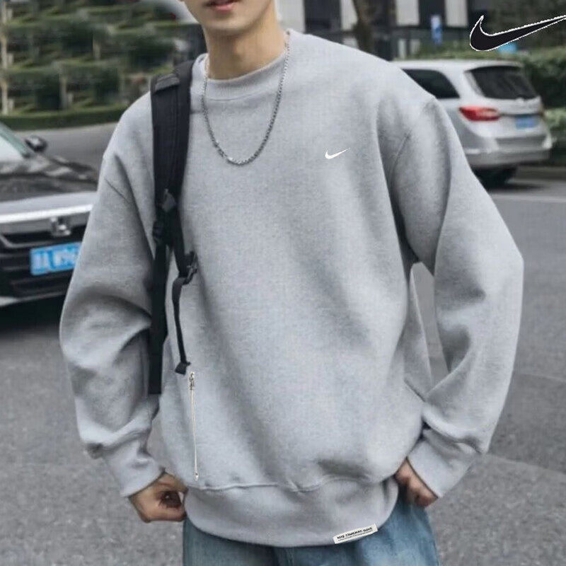 灰色卫衣Nike耐克针织套头衫正品男装透气运动装正品外套休闲上衣