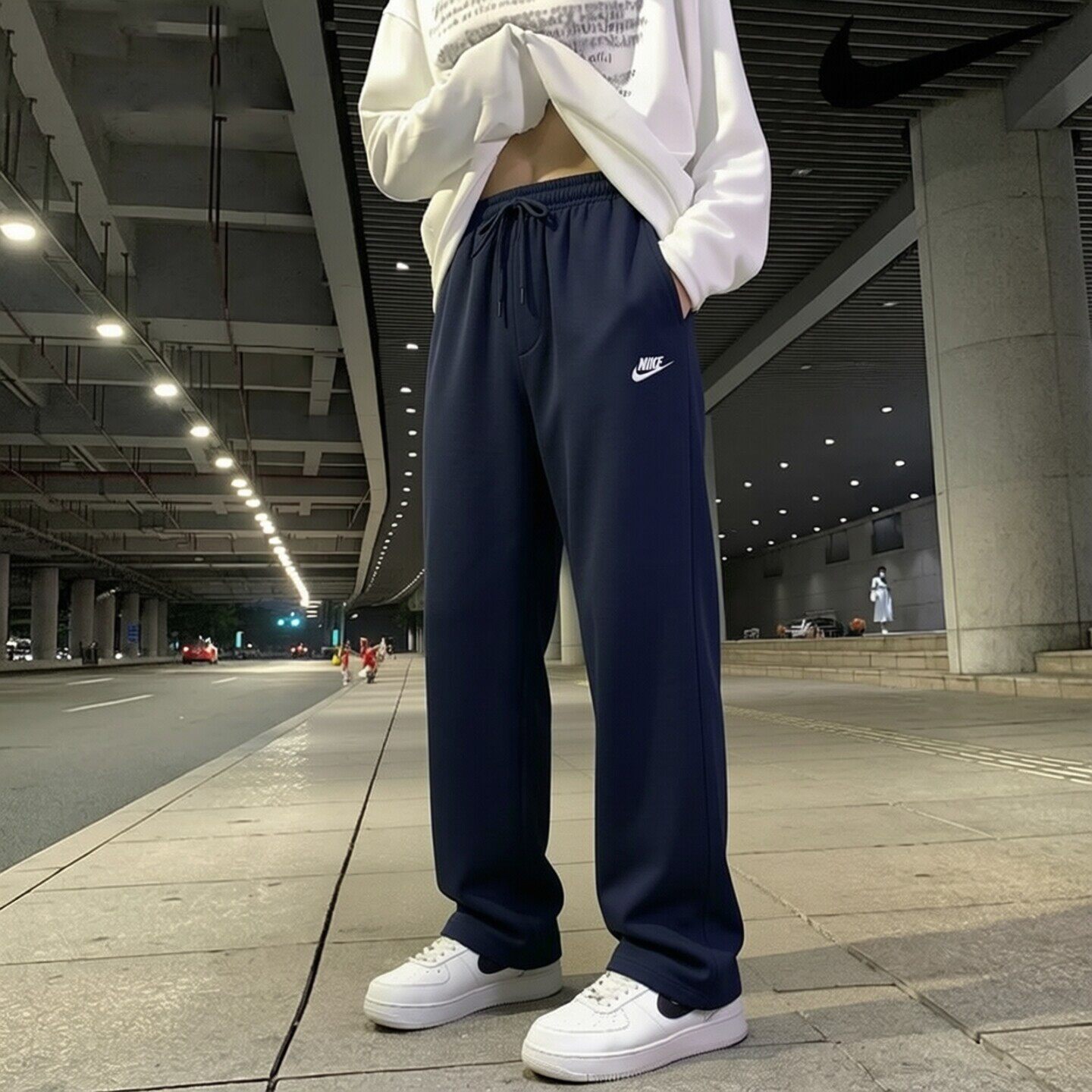 Nike耐克裤子藏蓝色运动裤新款正品长裤宽松小标男裤薄款直筒裤潮