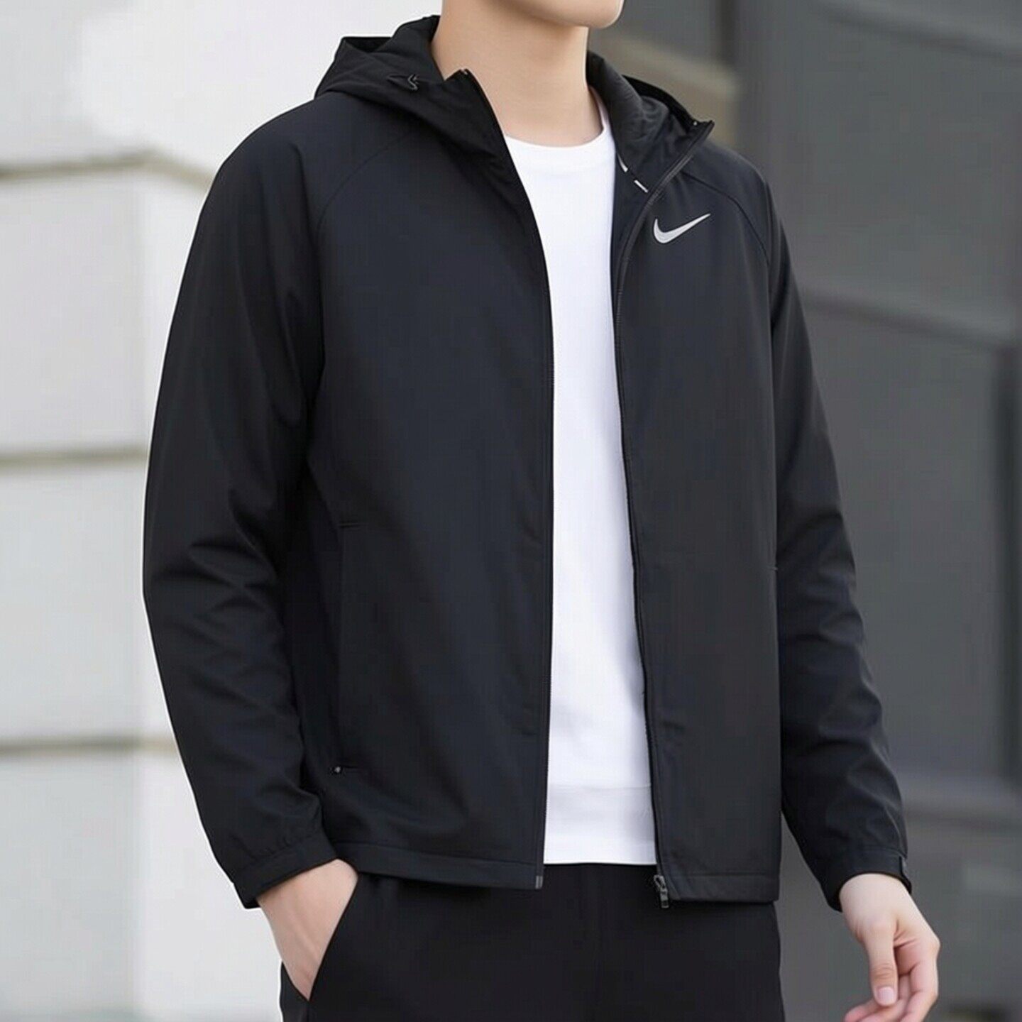 Nike耐克黑色外套薄款连