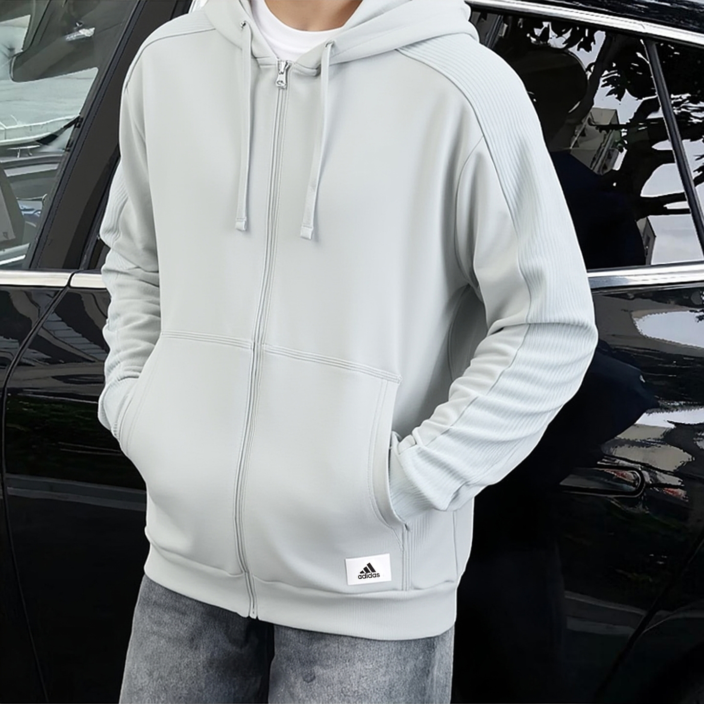 阿迪达斯美式外套男秋季新款防风针织运动加厚宽松纯棉夹克连帽衫