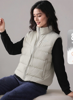 耐克白色羽绒马甲女装运动服鸭绒保暖立领外套休闲背心FZ1104