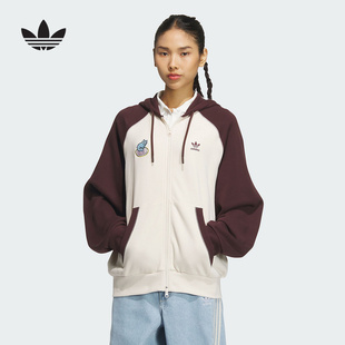 阿迪达斯正品冬季新款女子连帽拉链卫衣外套运动休闲上衣 JL7524