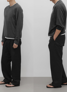 灰色细密宽松圆领羊毛衫 轻屋