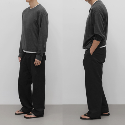 灰色细密宽松圆领羊毛衫 轻屋