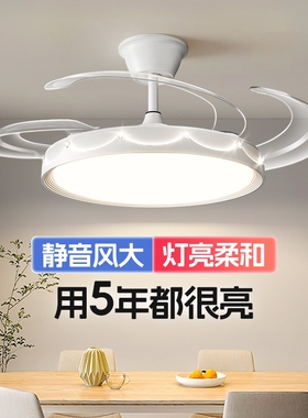 风扇灯电扇吊灯现代简约家用一体形吊扇灯中山灯具客厅餐厅卧室隐