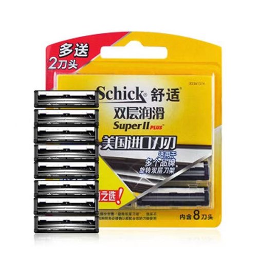 Schick舒适双层润滑剃须刀片美国进口2层男士刮胡刀头 刮胡刀手动
