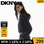 连帽卫衣女印花黑色短款 新款 DKNY唐可娜儿26春季 上衣潮 100%棉