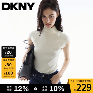 DKNY唐可娜儿26夏季 无袖 背心女内搭打底半高领修身 纯色上衣 新款